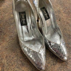 Vintage Neiman Marcus Silver Snake Pumps